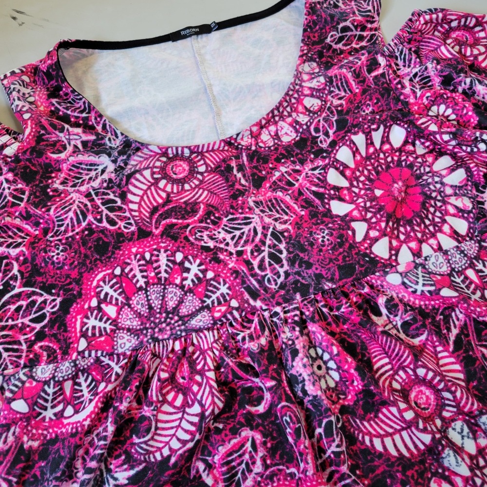 Reborn New York Women's 1X Paisley Purple Jersey Stretch Super Soft Work Dress